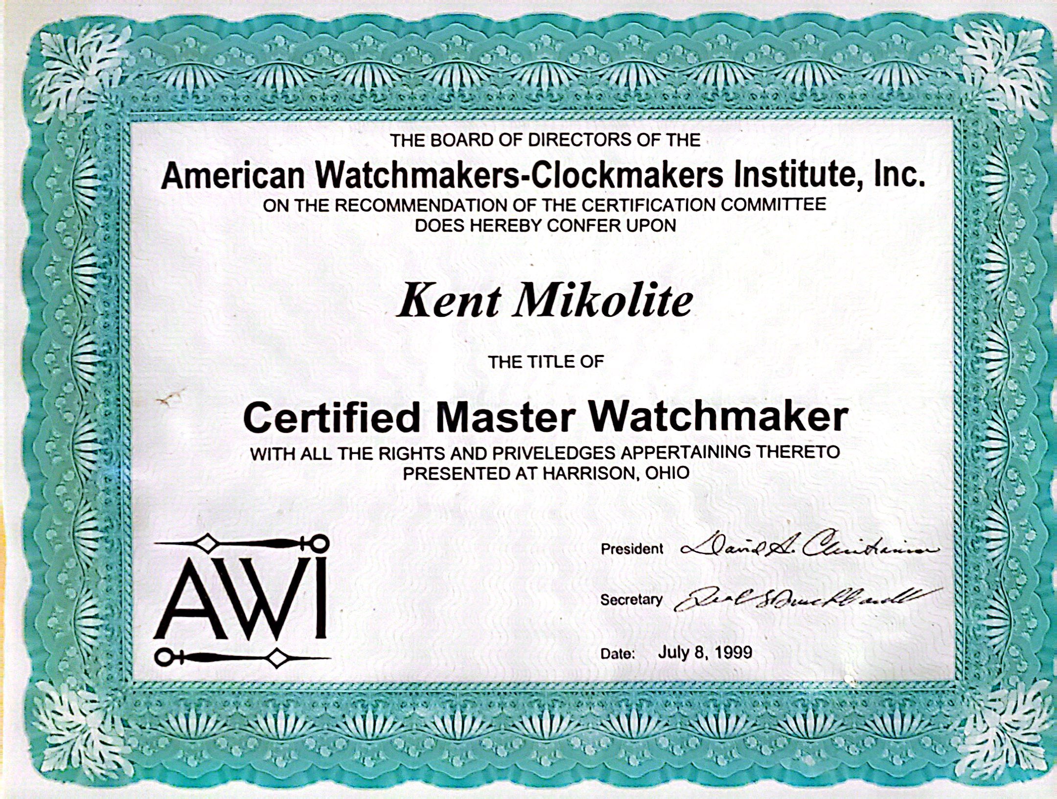 American Watchmakers-Clockmakers Institute Code of Ethics