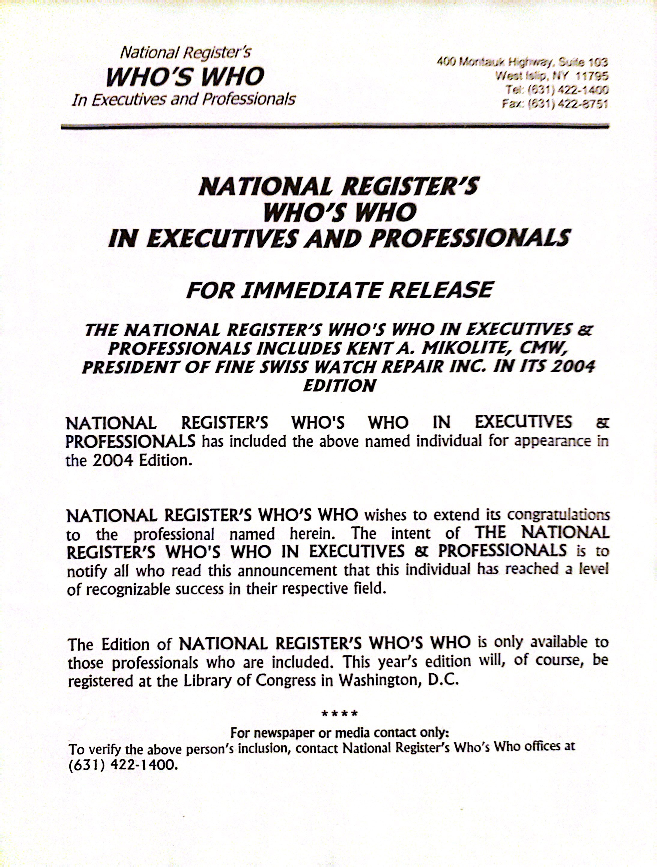 National Register Certificate